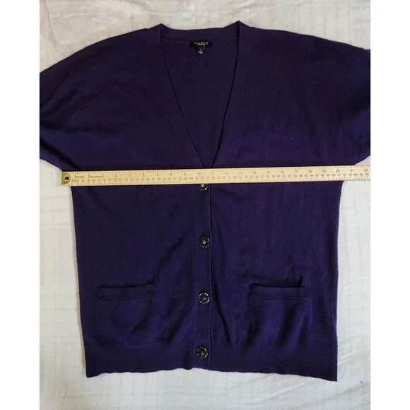 Talbots Womens Cashmere Blend Lightweight Cardigan Sequened Buttons L - Picture 8 of 9